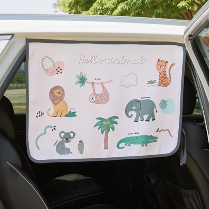 Bebedeco Magnet Car Sun Shade Curtain For Side Window For Baby Kids Children - Sunshade Protector Sun Blocker Blind (Animal Frie