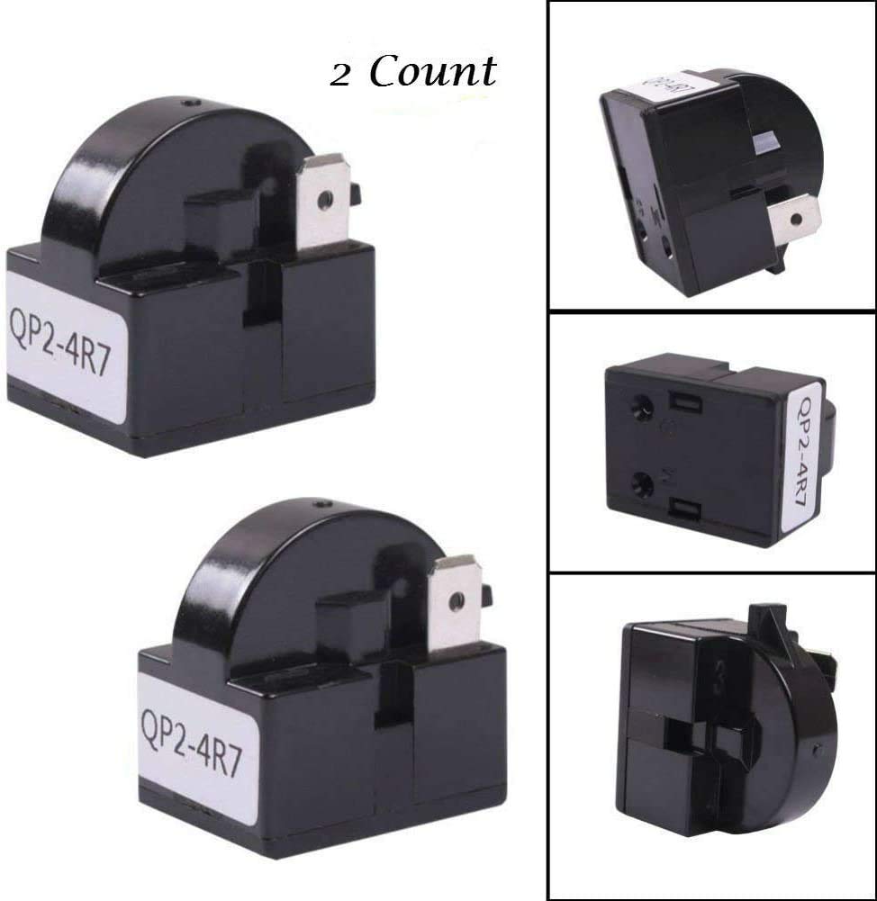 Akoak 2 Pcs/Pack Qp2-4R7 4.7 Ohm 1 Pin Refrigerator Ptc Starter Relay Black