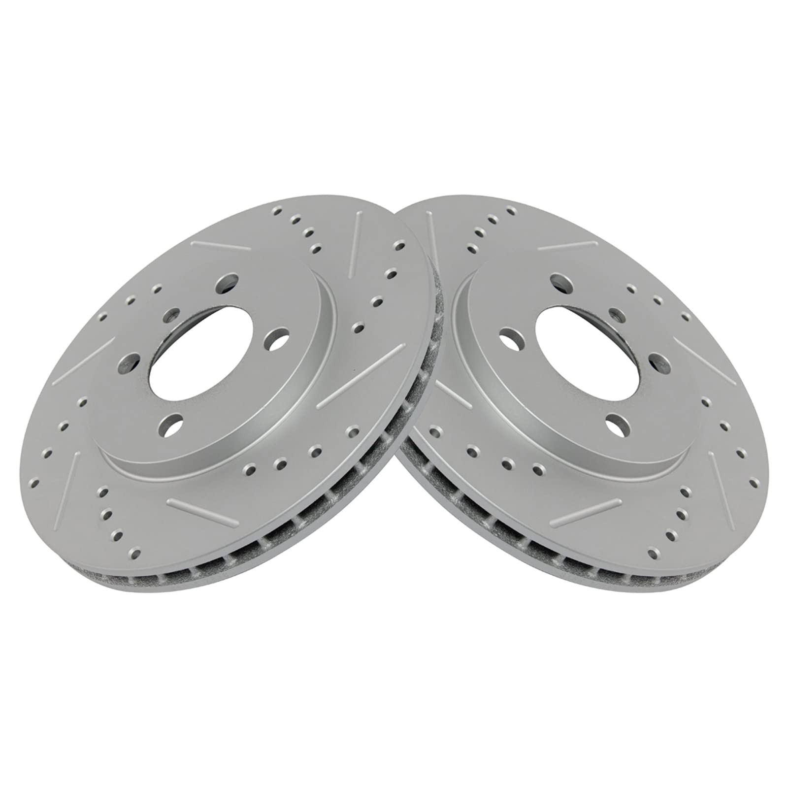 Trq Front Performance Brake Rotors Set Premium G-Coated Cross Drilled & Slotted Compatible With 1991 Bmw 318I 1984-1987 325E 198
