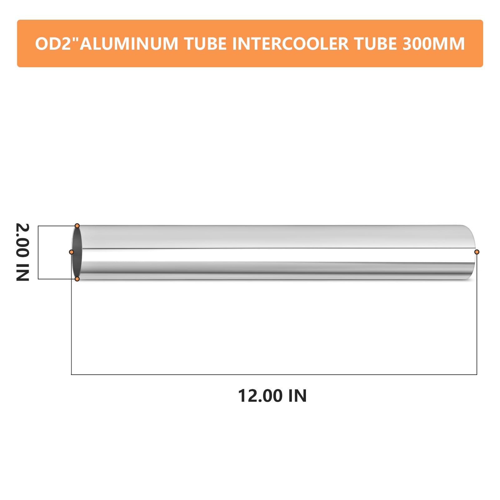 Gasher 2Pcs 12''(300Mm) Aluminum Alloy Tube 2''Od Intercooler Pipe With Bead Roll For Intake And Cooling Systems