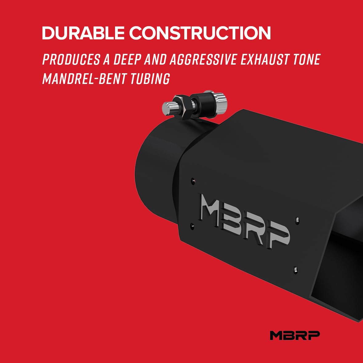 MBRP Exhaust T5169BLK Black Series Exhaust Tip 3 in. Inlet 10 in. Length Stainless Steel Black Coated 4 in. Tip w/Logo Plate Bla