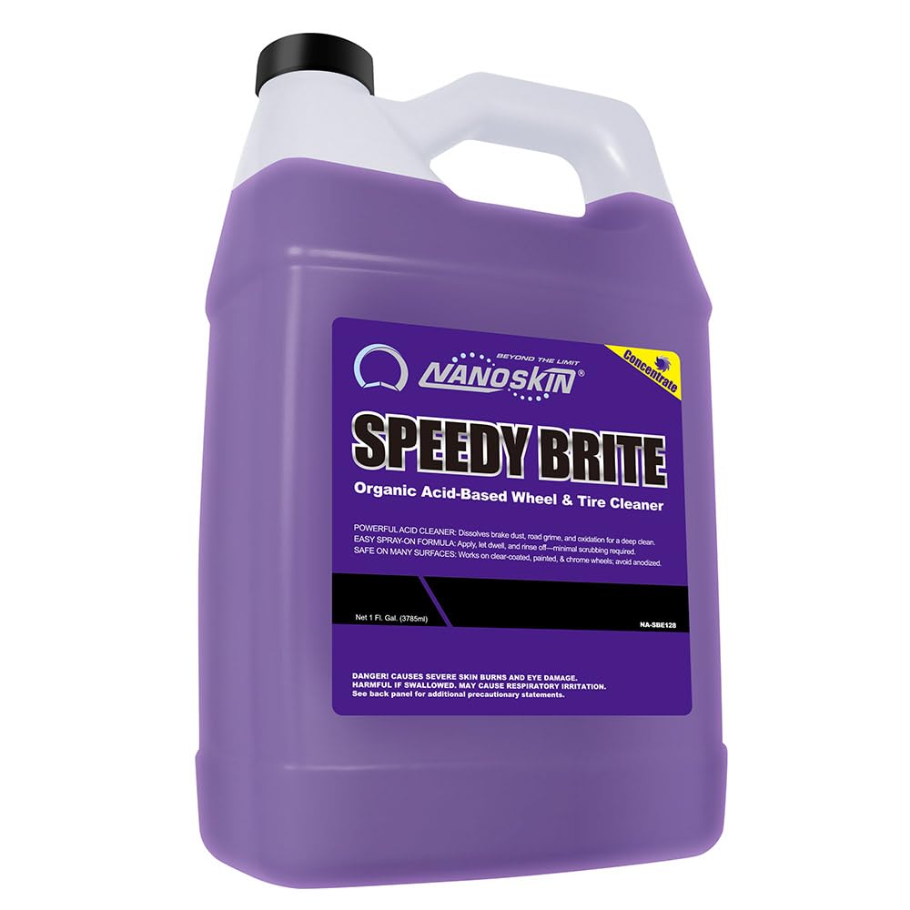Nanoskin SPEEDY BRITE Pro Grade Wheel & Tire Acid Cleaner, 1 gallon - Chrome & Coated Wheel Safe, Cleaning with Organic Acid | R