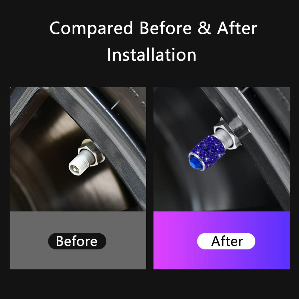 Bling Tire Stem Valve Caps, Crystal Tire Caps Shinny Rhinestone Universal Car Dustproof Tire Valve Caps For Car Suv Motorcycle B