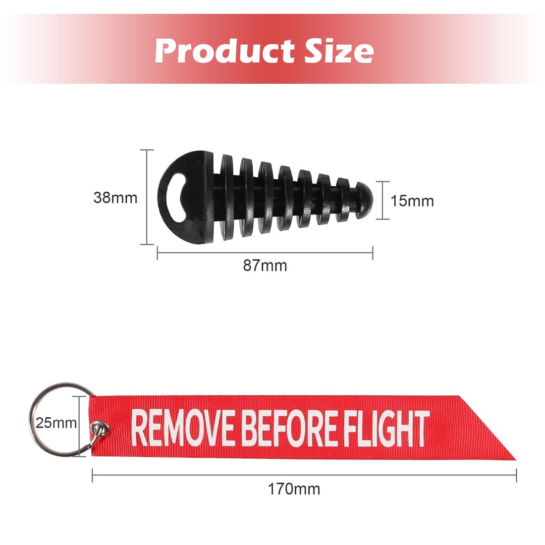 Almocn Muffler Exhaust Wash Plug 0.6'-1.5' Wash Plug With Streamer For Motorcycle Bike 2 Stroke Rubber Exhaust Silencer, Black