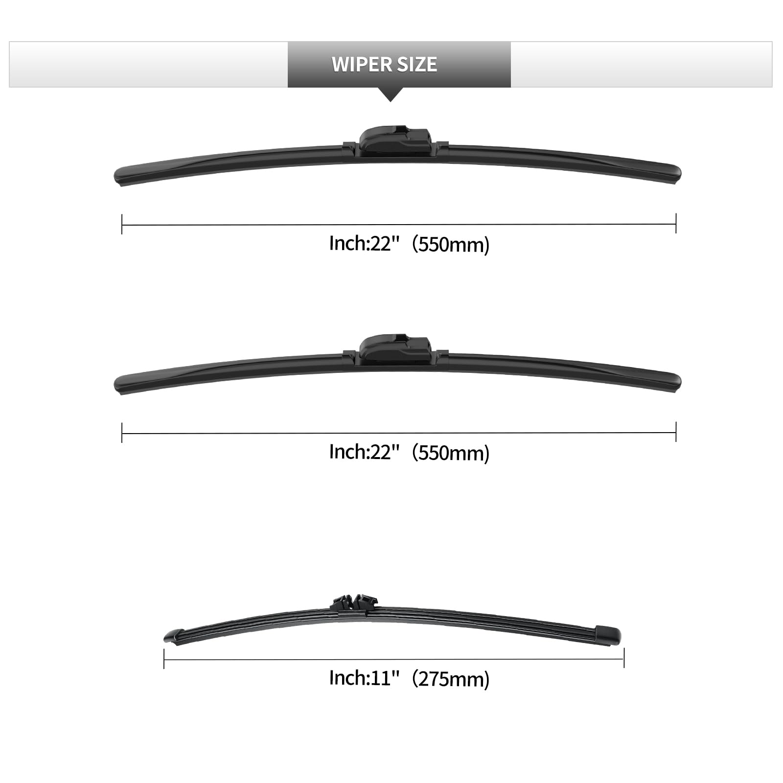 Gardimu Front And Rear Windshield Wiper Blades, 3 Pcs Front And Back Windshield Wipers Blades Replacement For Ford Expedition 20