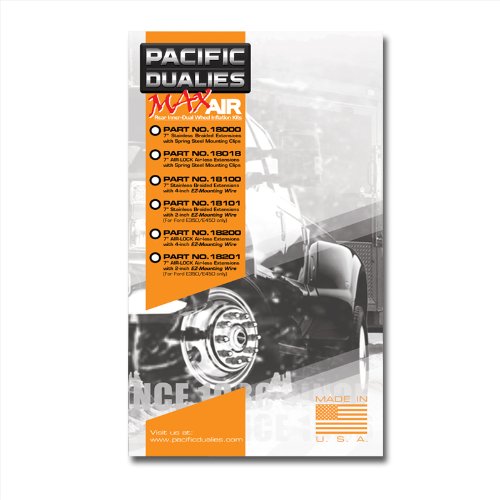 Pacific Dualies 18100 Max Ez Air 7-Inch Braided Stainless Steel Valve Stem Extension Kit For 16-19.5-Inch Dually Rear Inner Whee