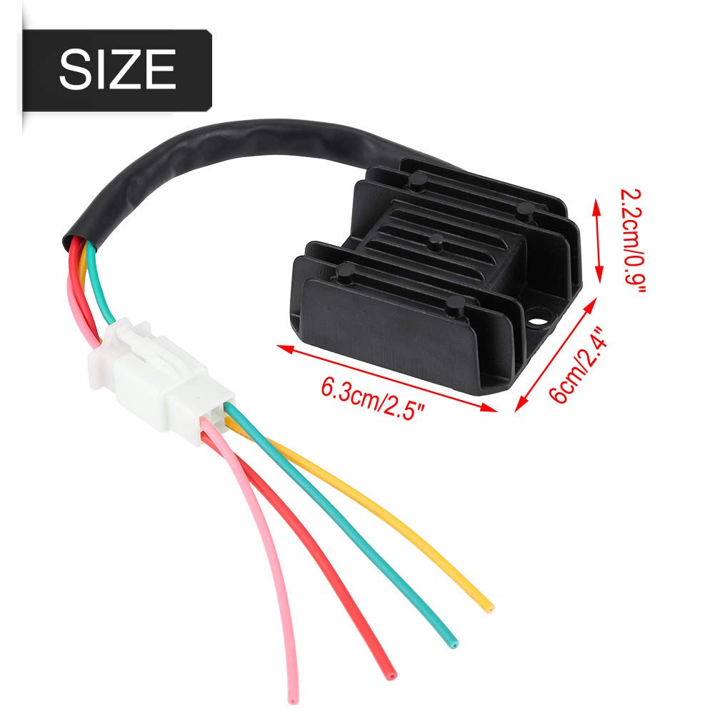 Watris Veiyi Voltage Regulator Rectifier, 4 Wires Voltage Rectifier For Motorcycle Boat Motor Atv Gy6 50 150Cc Scooter