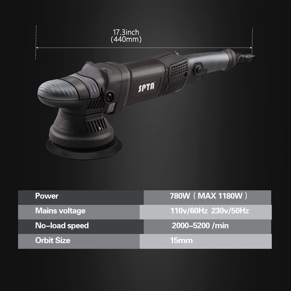 Buffer Polisher, SPTA 5-Inch 125mm Dual Action Random Orbital Car Polisher,Car Detailing Kit, 4Pcs 5inch & 4Pcs 6Inch Polishing