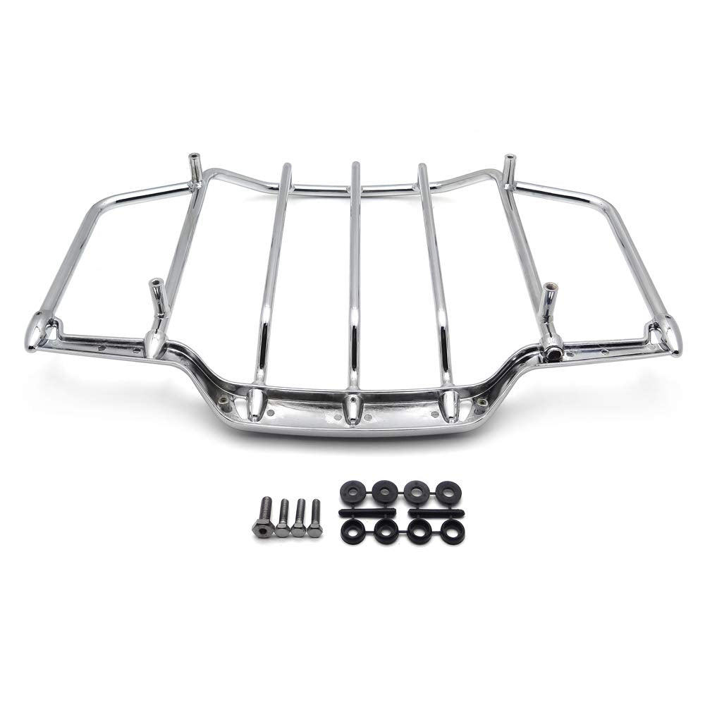 Httmt Mt502-008-Cd Chrome Luggage Rack Trail Compatible With Harley Air Wing Tour Pak Trunk Pack 1993-2013 Harley Electra Street