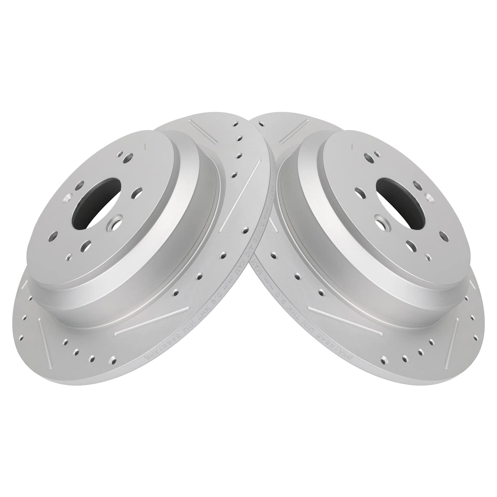 Trq Rear Performance Brake Rotors Set Premium G-Coated Cross Drilled & Slotted Compatible With 2014-2016 Acura Mdx