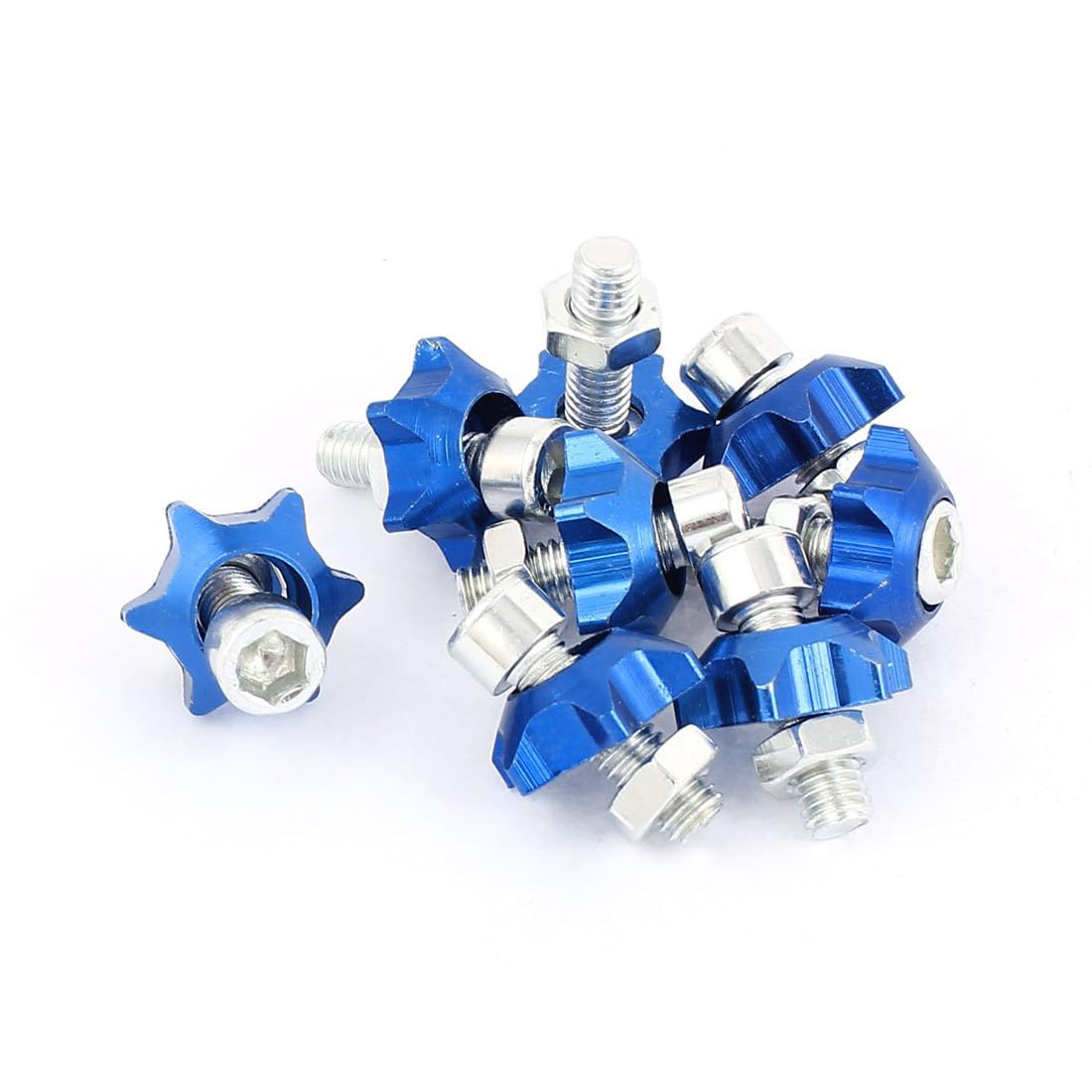 License Plate Star Shape Hex Bolt Screws Decoration Blue 8pcs 1996-2023