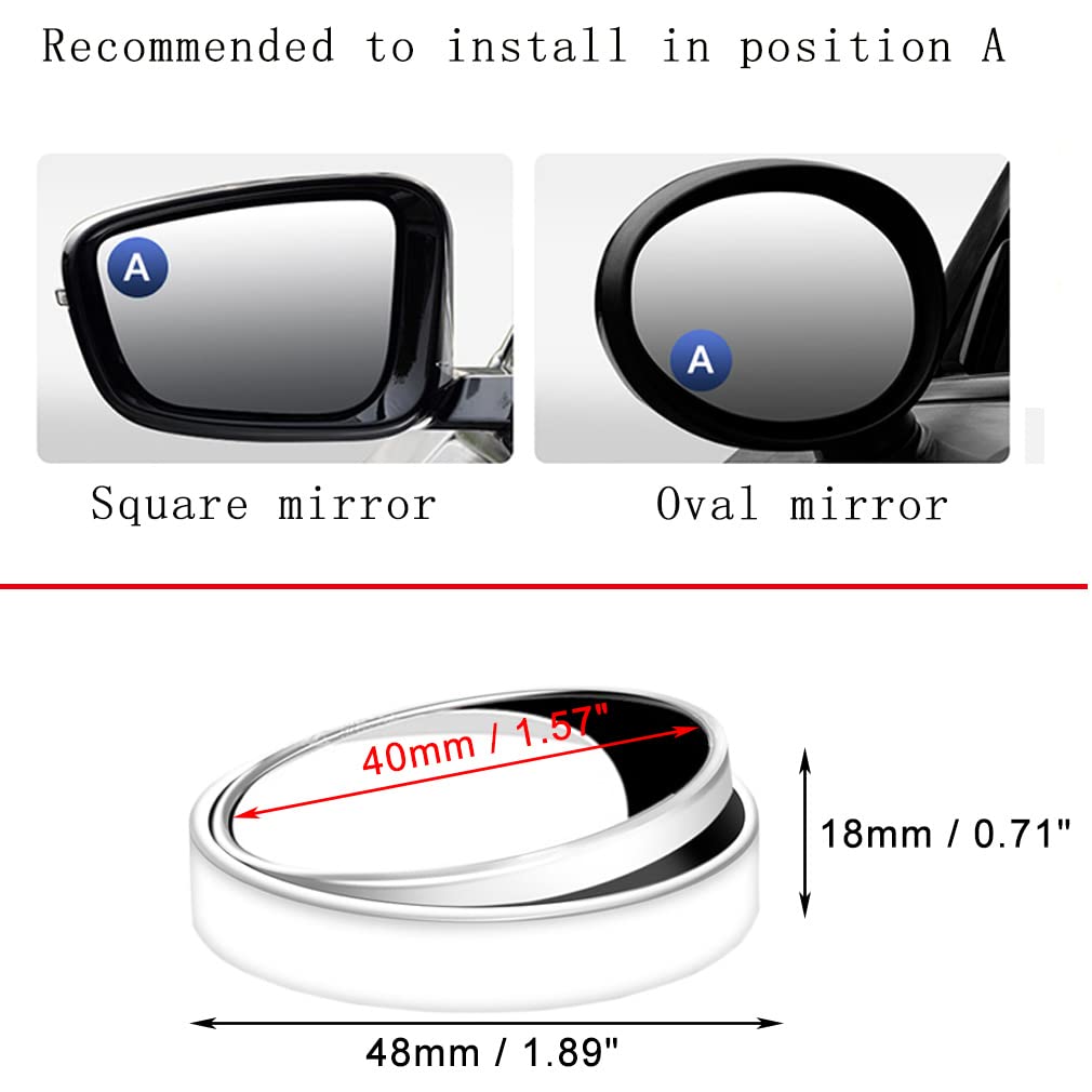 2Pcs Ultra Small Blind Spot Mirror,1.57' Smaller Round Hd Glass Convex Rear View Mirror,Strong Adhesive Mirror For Car, Van, Suv And Trucks (1-9/16'(40Mm), White Frame)