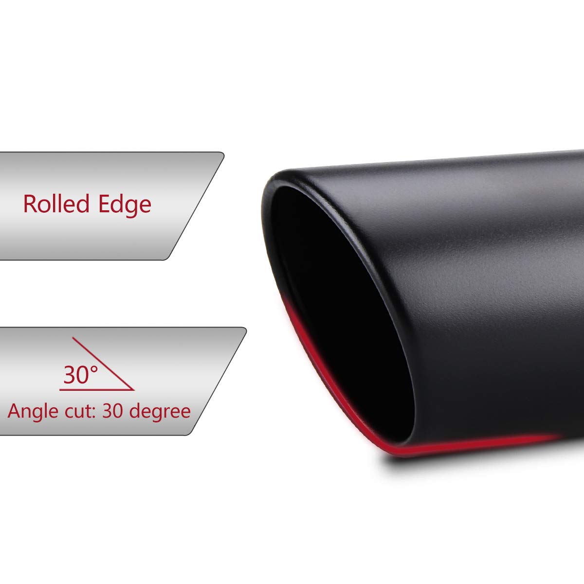 Lcgp 2.5 Inch Inlet Exhaust Tip 2.5' X 4' X 12' Black Exhaust Tailpipe With Blot-On Design, Universal For Car