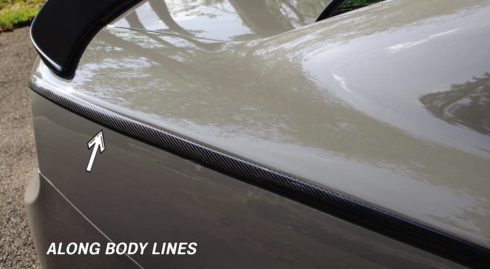 Cowles Custom, 12 Ft Carbon Fiber Style Molding, 1 In Wide Flexible Pvc Attaches With 3M Tape Car/Truck/Suv/Rv Universal Fit Ext