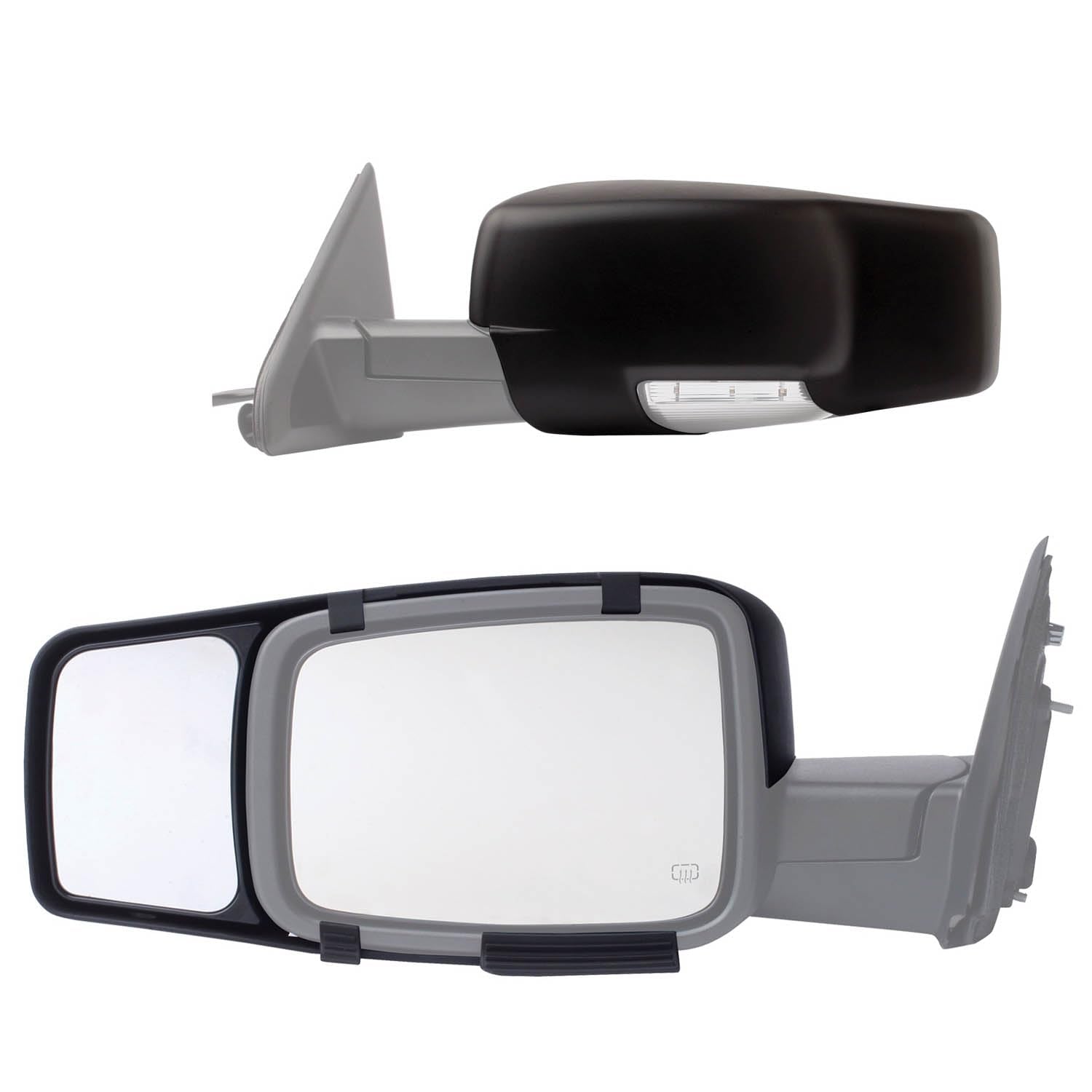 Fit System K-Source 80710 Snap-On Towing Mirrors for 09-23 RAM 1500/2500/3500, Black, Pair, Small Size