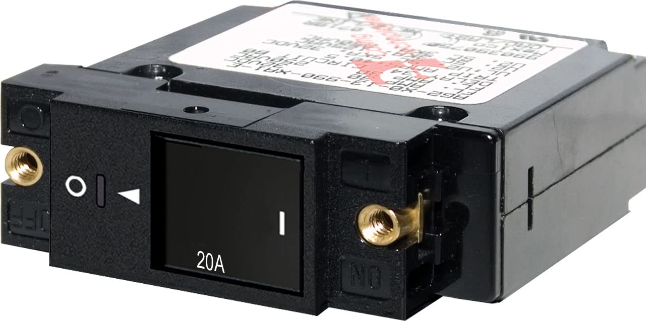 Blue Sea 7429 Single Pole Small Case 2 Slot Reset Rocker Circuit Breaker - 20 Amp