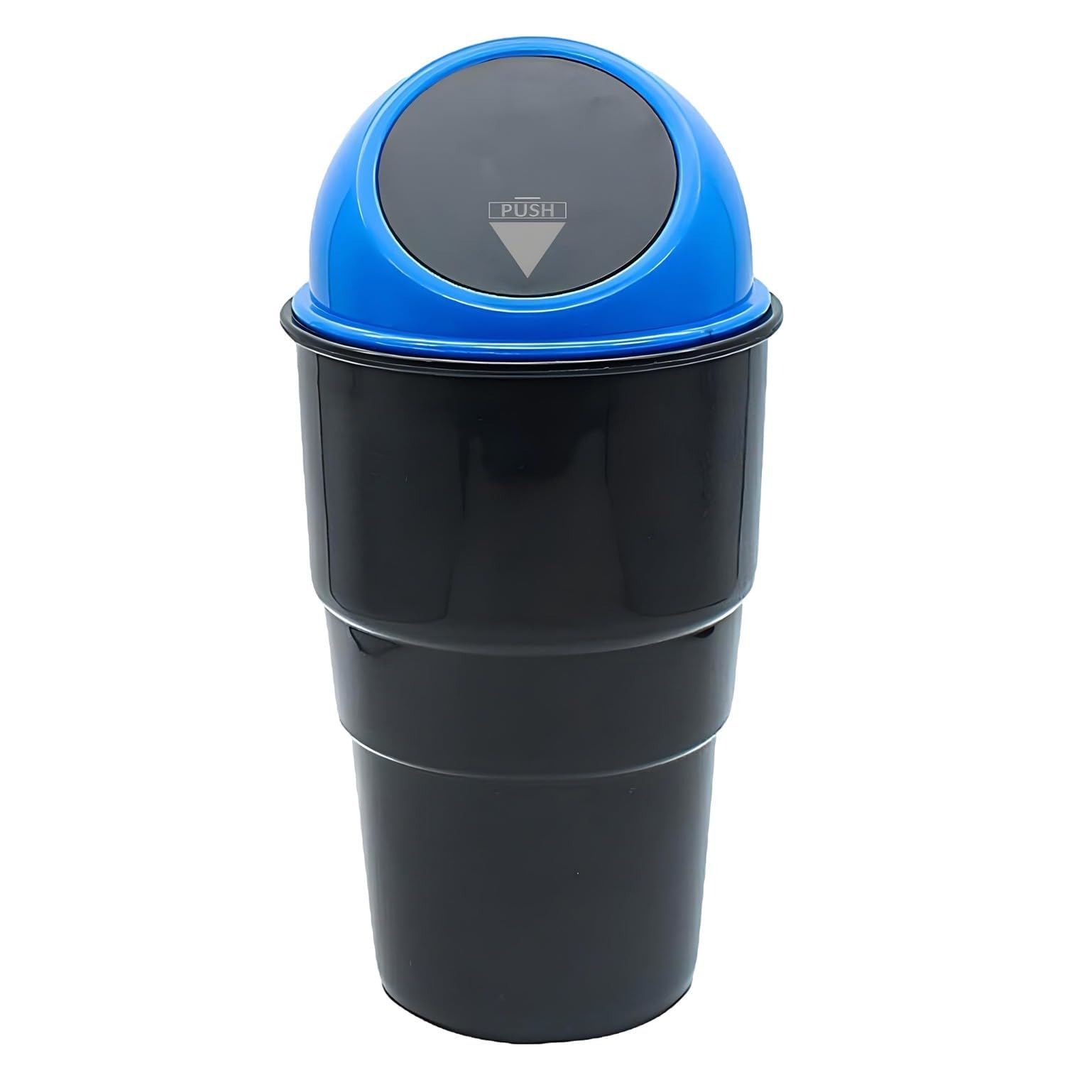 Car Trash Bin with Swing Lid, Blue and Black, Mini Garbage Container for Vehicle | Portable Trash Can For Car, Home, Office (1 P