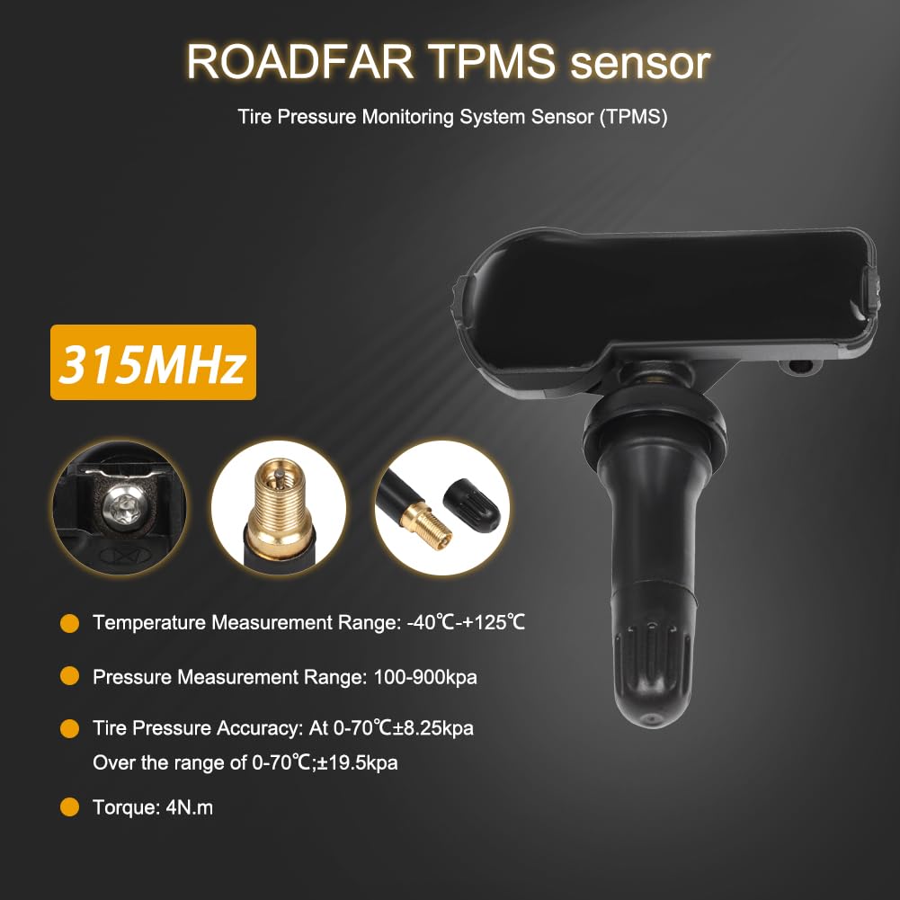 ROADFAR Programmed Tire Pressure Monitoring System Sensor TPMS 315MHz for Infiniti 4pcs