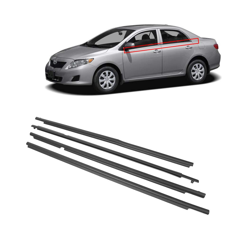Newsmarts 4pcs Weatherstrip Window Seal Car Window Moulding Trim Seal Belt for Toyota Corolla 2009 2010 2011 2012 Replaces# 7573