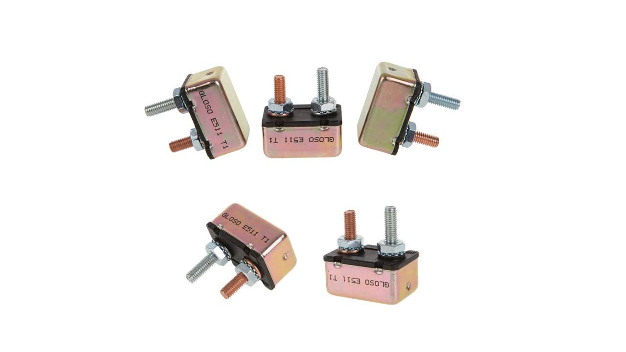 GLOSO Circuit Breakers Stud Bolt Type for Truck Bus RV Automotive Motorcycle No Bracket Metal Cover Auto Reset (T1) - 5 Pack (15