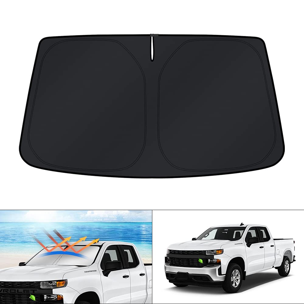 Kust Custom Fit Windshield Sun Shade For 2019-2024 2025 Chevrolet/Chevy Silverado 1500 Accessories, Regular Cab, Crew Cab, Doubl