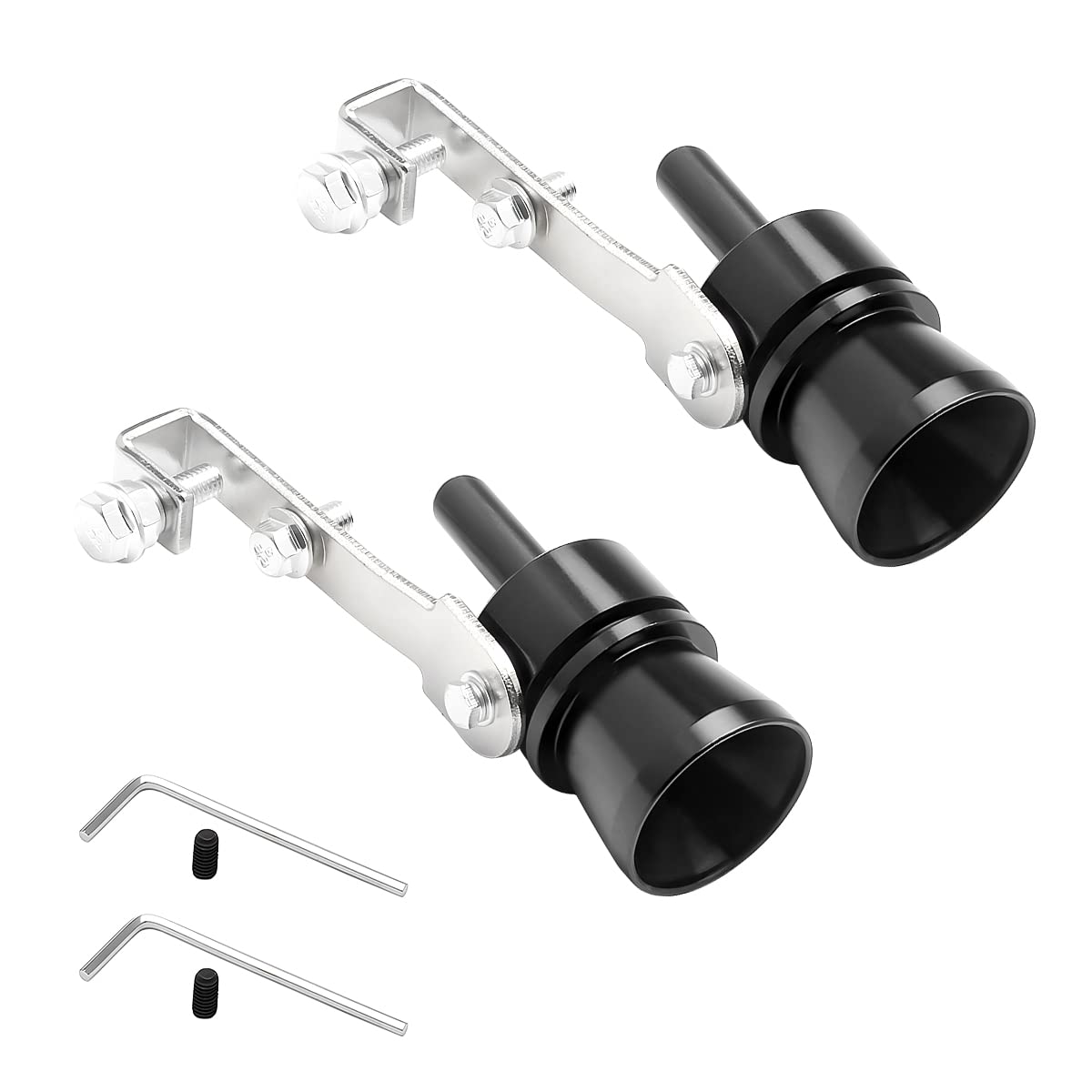 2Pcs Turbo Sound Whistle Simulator, Aluminum Alloy Blow Off Valve Muffler Sound Booster For Auto Exhaust, Car Roar Maker Tail Pi