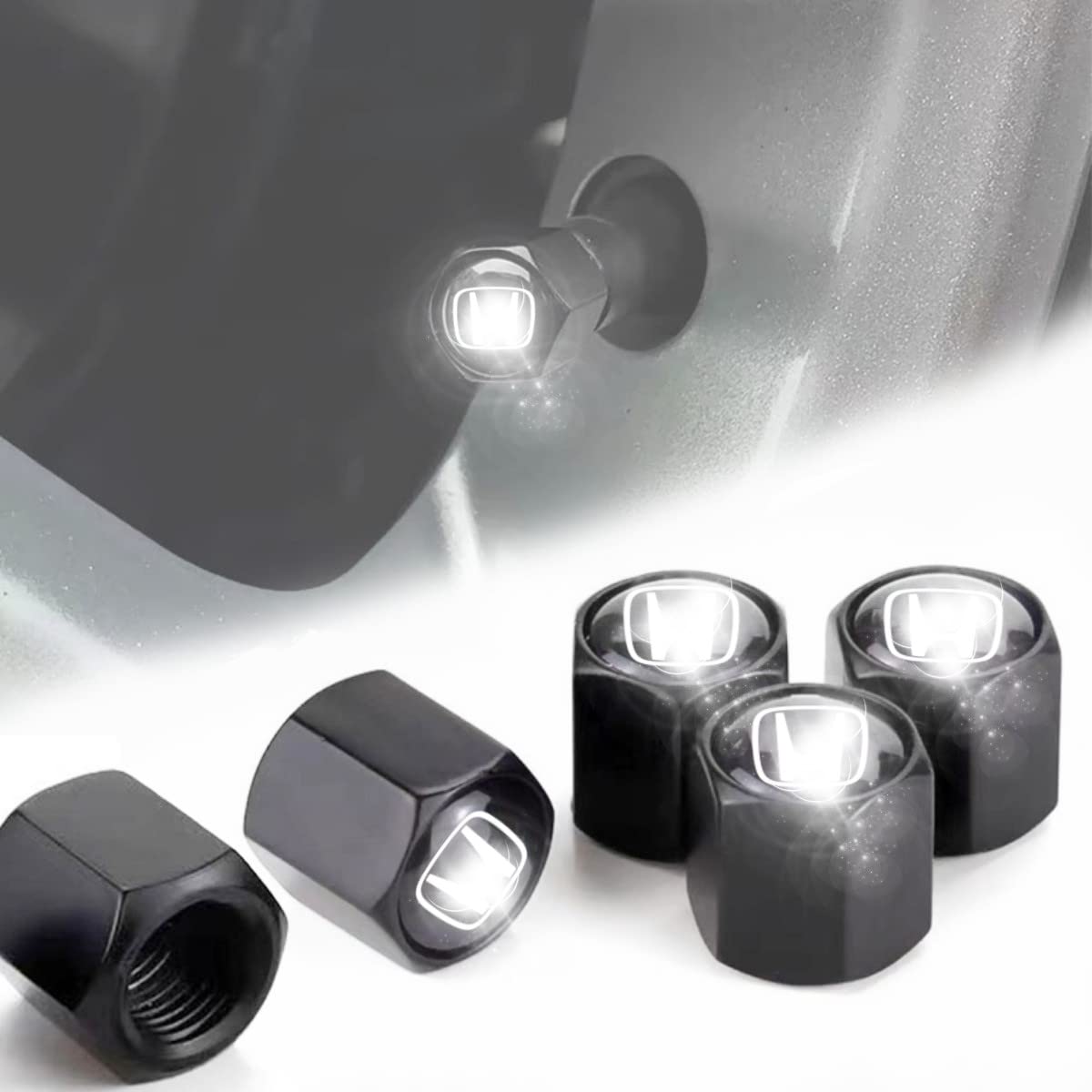 Car Tire Valve Stem Caps Metal Air Valve Cap for Accord Civic CR-V URV Pilot EX EX-L Trim Accessories,Corrosion and Wear Resista