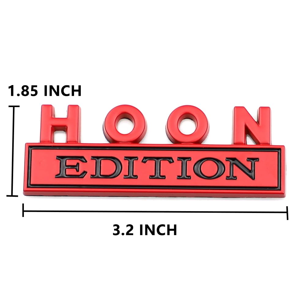 2 Pcs Hoon Edition Emblem Car Side Rear Front Hood Trunk Door Badge 3D Decal Sticker Fit For Car Truck Suv (Hoon, Red)