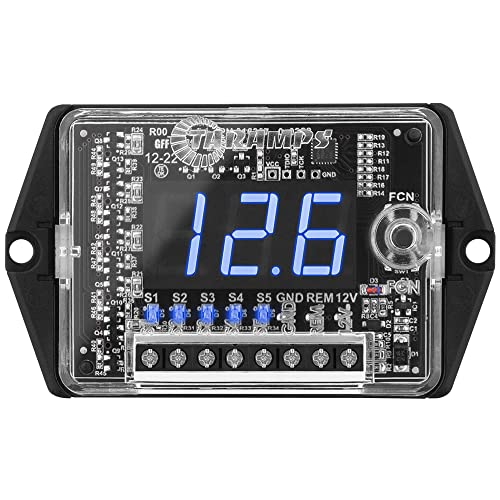 Taramp's VTS5.1 Automotive Digital Voltmeter & Sequencer - Blue LED, SPL Mode, Voltage Protection, Black