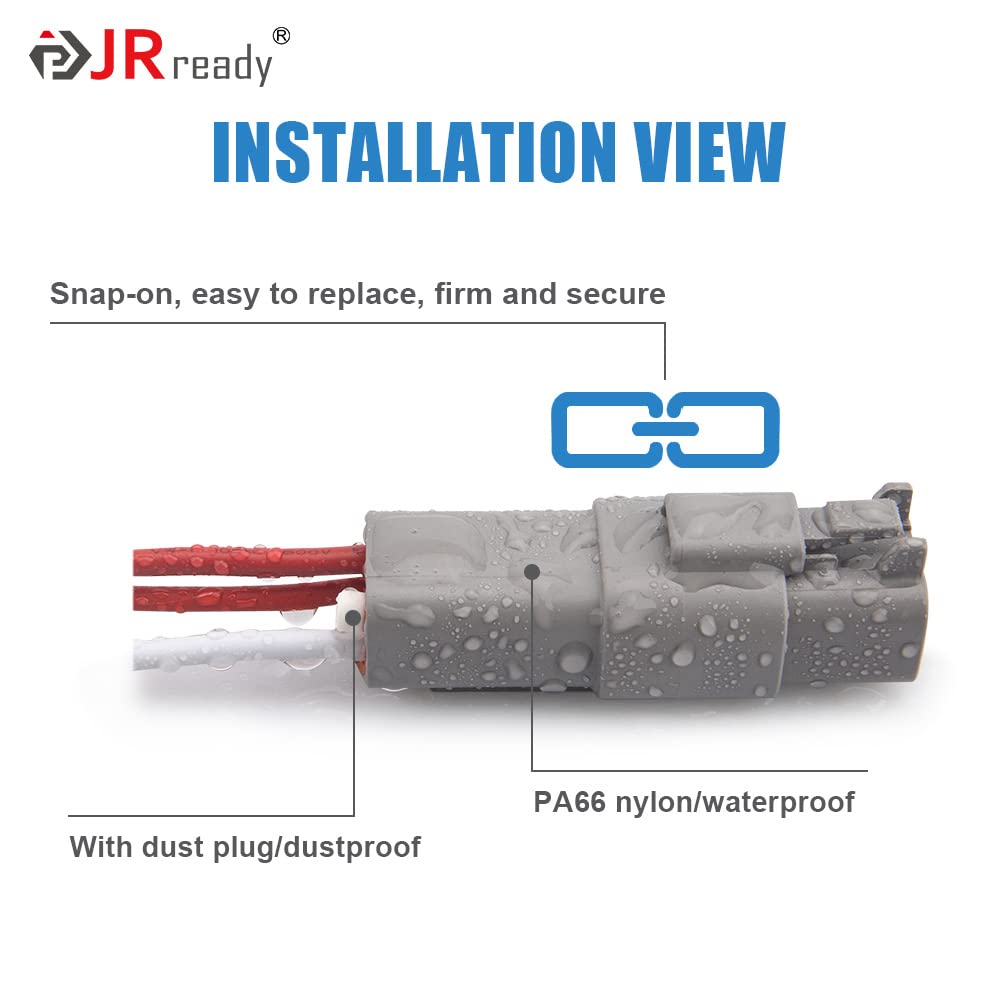 Jrready 2 Pin Way Deutsch Dt Connector Kit, Size 16 Stamped Contacts 14-18Awg, Seal Plugs, Dt04-2P Dt06-2S Gray Waterproof Autom