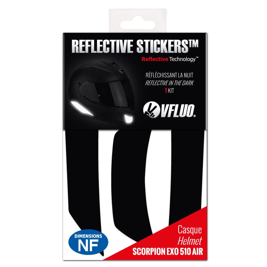 Vfluo - Kit Of Reflective Stickers - Scorpion Exo510Air™ Motorcycle Helmet - Approved Stripes Fr - 3M™ Technology - High Visibility & Strength - Discreet & Design - Maximum Grip