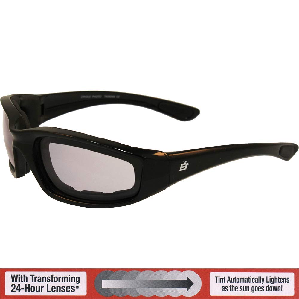 Birdz Eyewear Oriolephoto Oriole Padded Motorcycle Glasses (Black Frame/Clear-Smoke Lens)