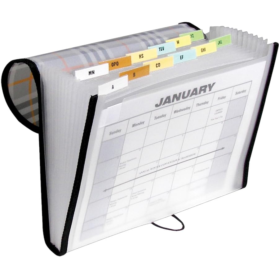 C-Line 13-Pocket Expanding File, Includes Tabs, Letter Size, 1 Expanding File, Plaid Design (58312)