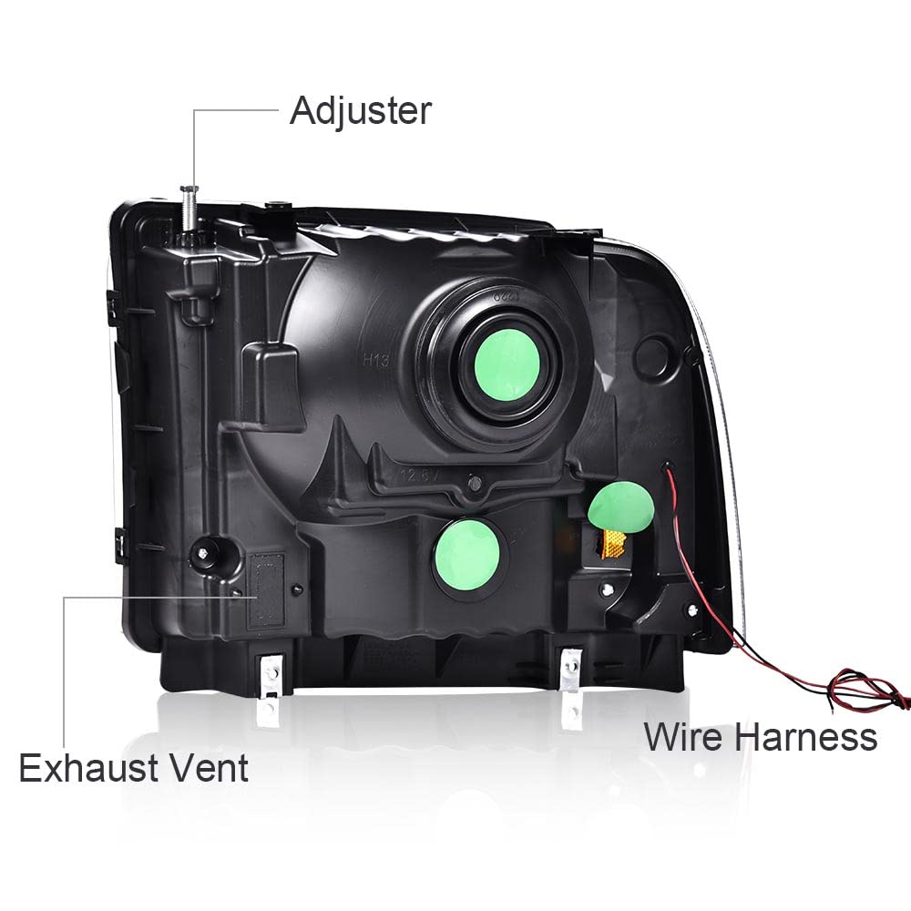 Pit66 Led Headlight Assembly Compatible With 2005-2007 Ford F250 F350 F450 F550 Super Duty/ 2005 Excursion,(Not Fit Sealed Beam