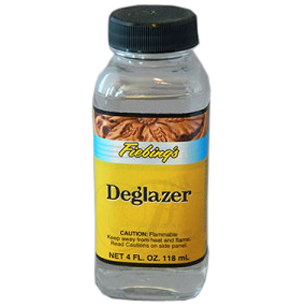 Fiebing's Leather Deglazer (4 Fl Oz, Clear) - Leathercraft Preparer for Paint, Adhesion, Dye - Will Not Impair Leather Flexibili