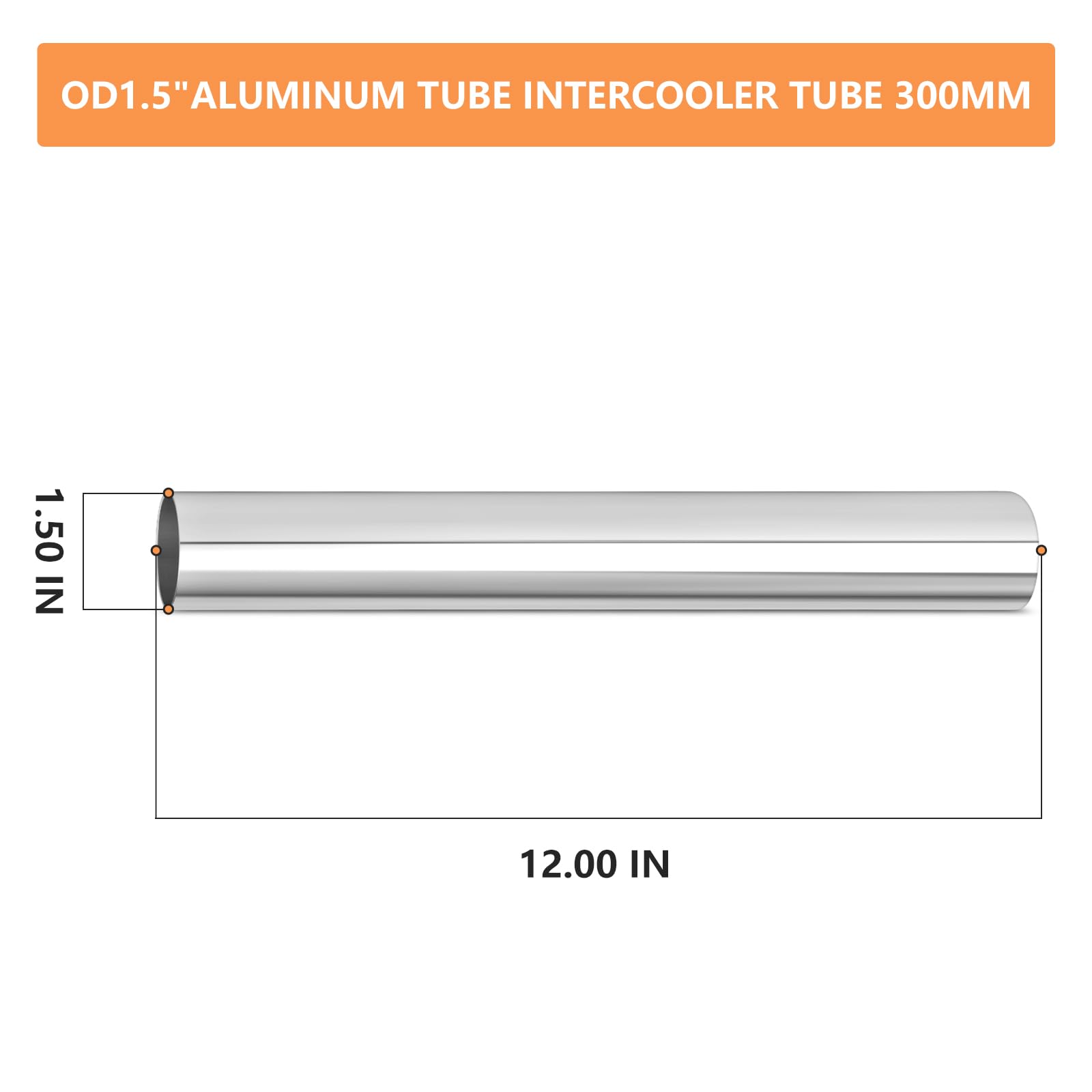Gasher 1Pcs Aluminum Alloy Tube 1.5''Od Length 12   (300Mm) Intercooler Pipe For Intake And Cooling Systems