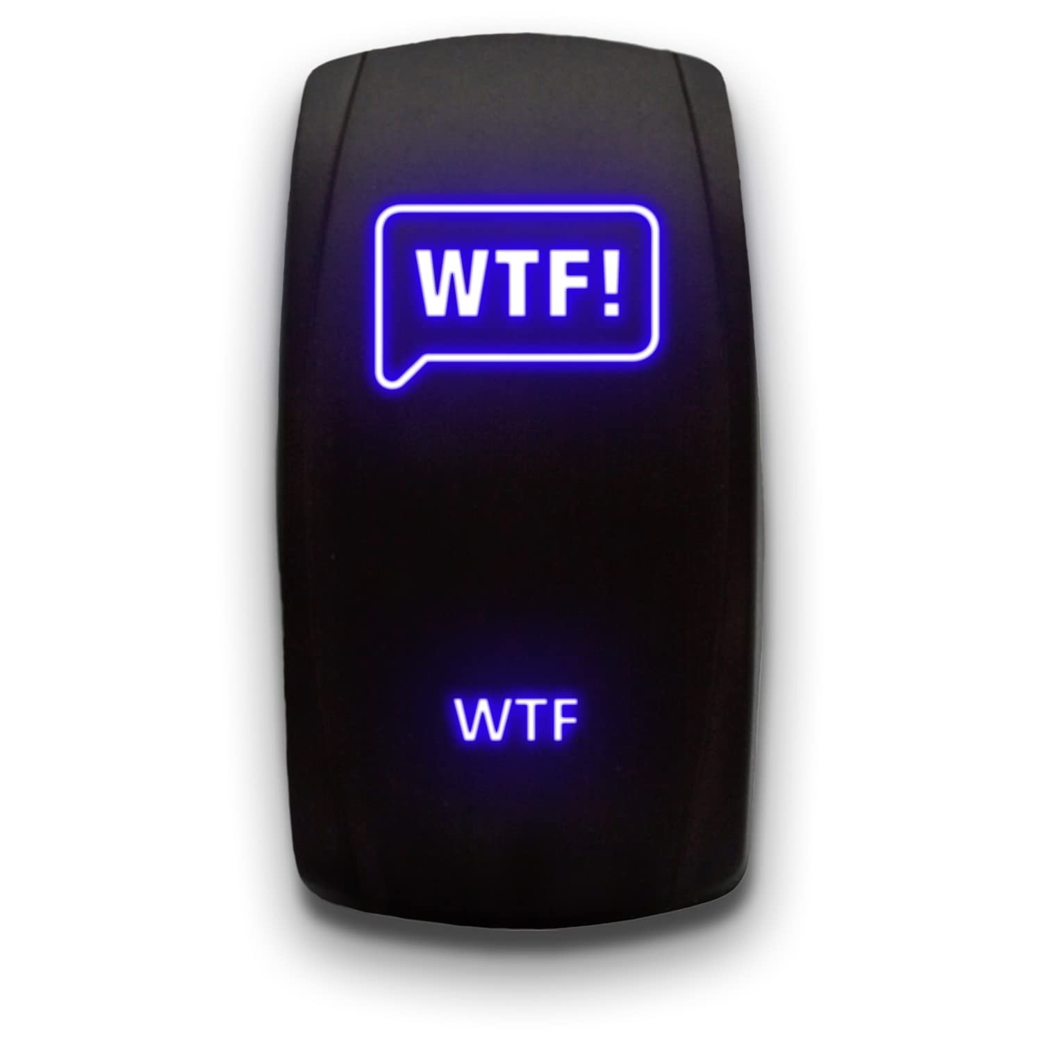 WTF - Blue - Laser Etched Toggle Switch 20A 12V - Vertical Rocker Switch 5-Pin DPST