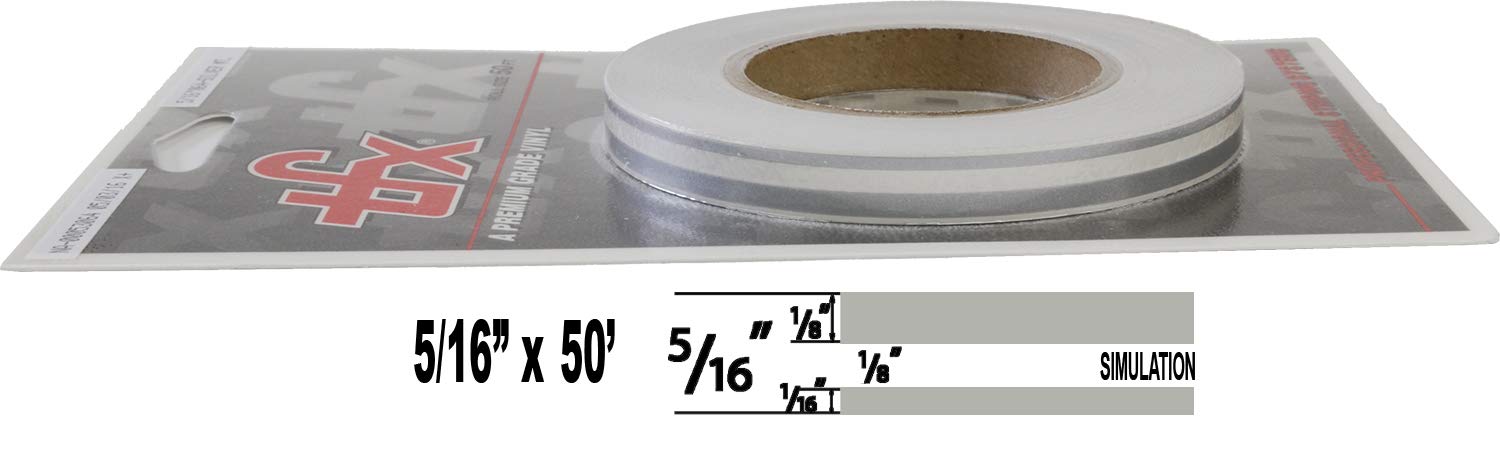Universal TFX 00053064 - Auto Customizing Dual Pinstripe - 5/16&quot; x 50' (1/8” Stripe, 1/8&quot; Gap, Then 1/16” Stripe) - 064-Silver Metallic
