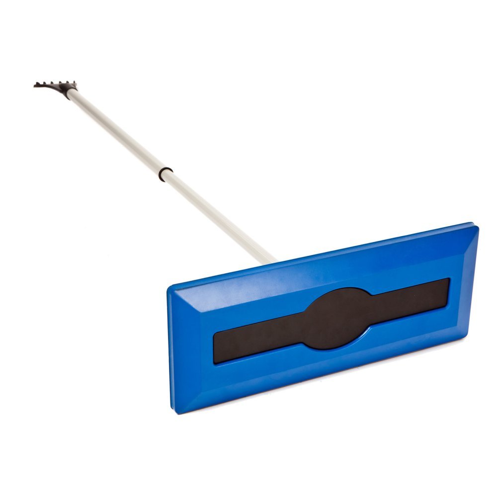 Snow Joe Windshield Ice Scraper, Car Window Snow Removal Broom For Winter, Blue