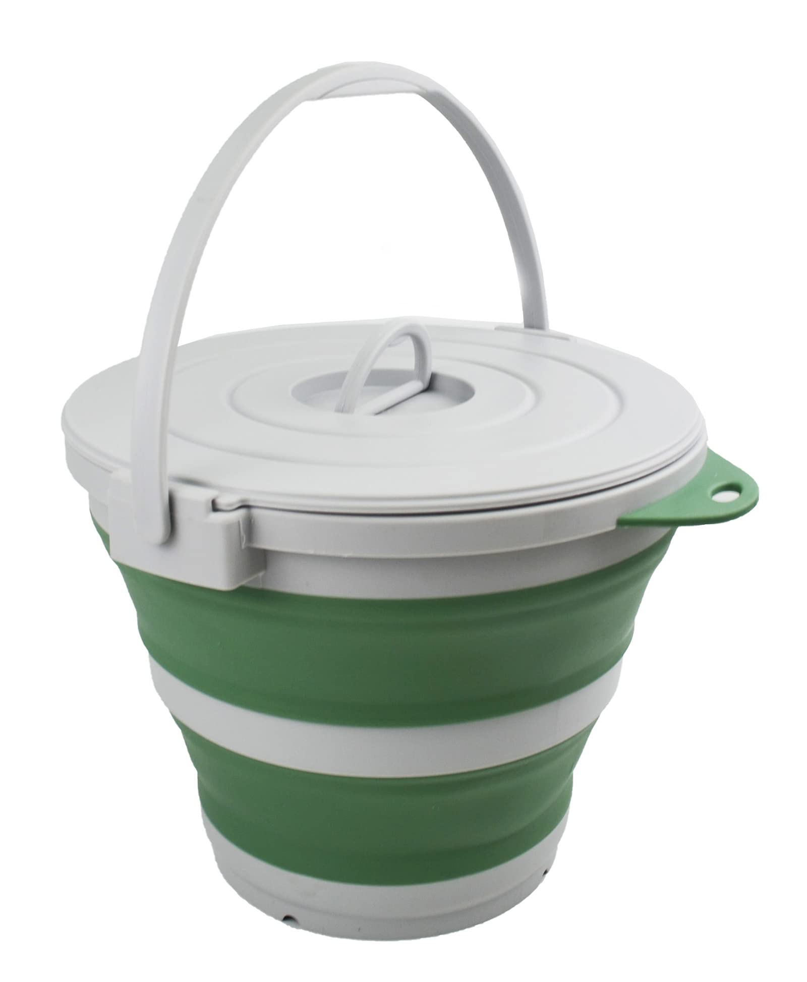 SAMMART 10L (2.64Gallon) Collapsible Fishing Bucket with Locking Lid - Portable Plastic Water Pail - Space Saving Outdoor Waterp