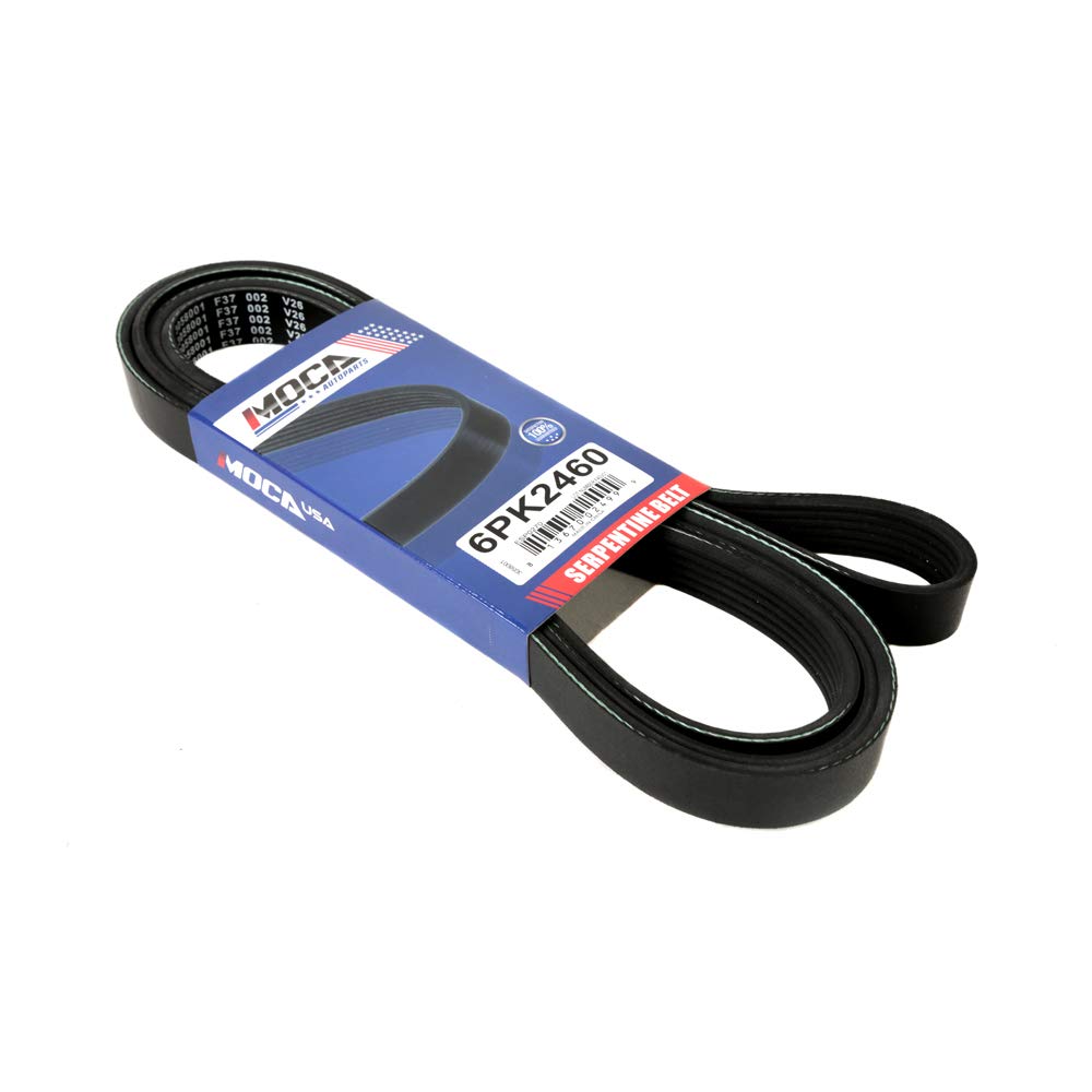 MOCA 6PK2460 EPDM Serpentine Belt for 90-95 Chevy K2500/K1500 5.0L 5.7L & 90-96 GMC C2500/K2500 5.7L & 10-12 Land Rover LR4 5.0L