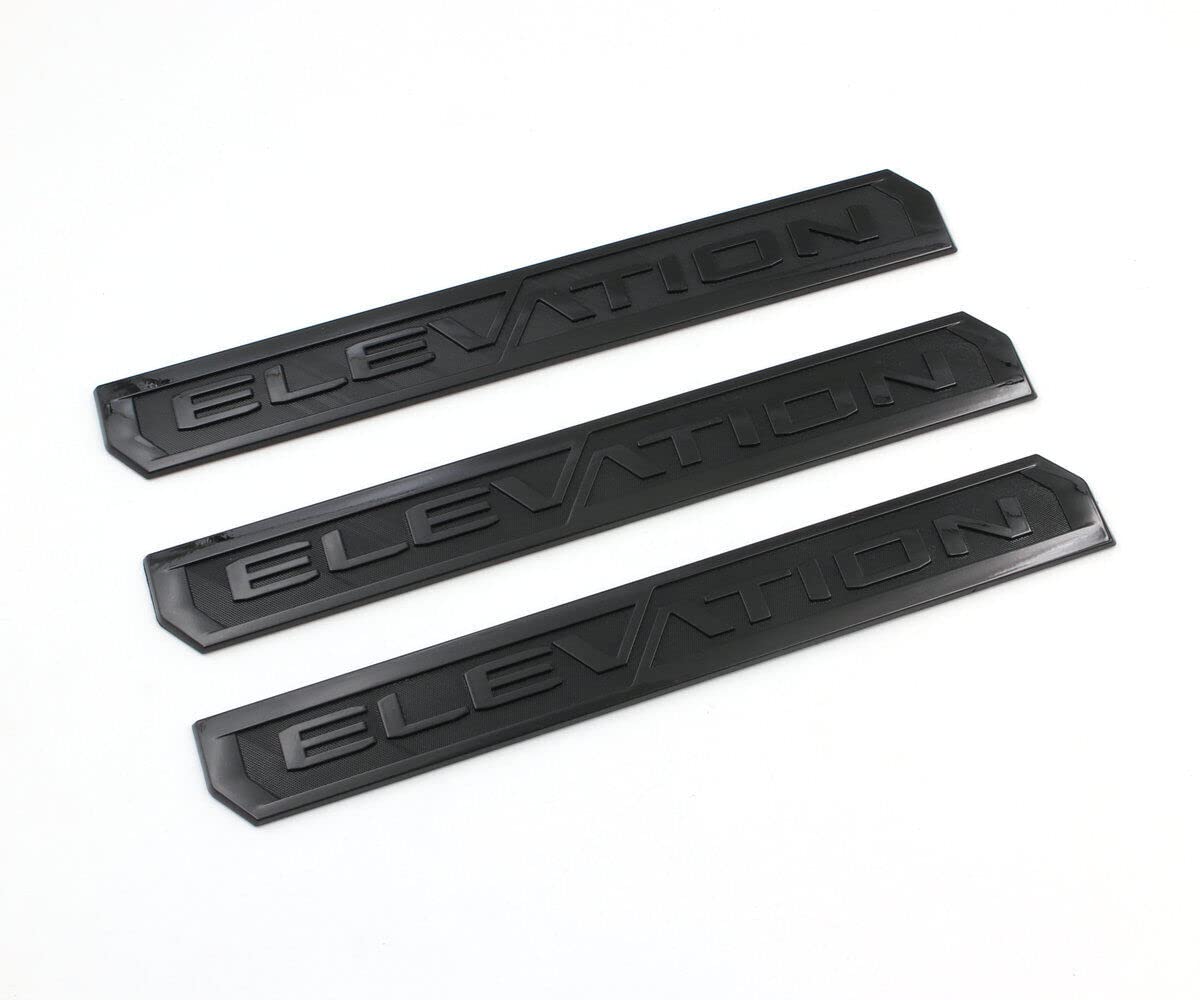 Set of 3 Elevation Emblems Door Tailgate 3D Badge Nameplate Replacement for 2019-2021 Sierra 84682634 (Black)
