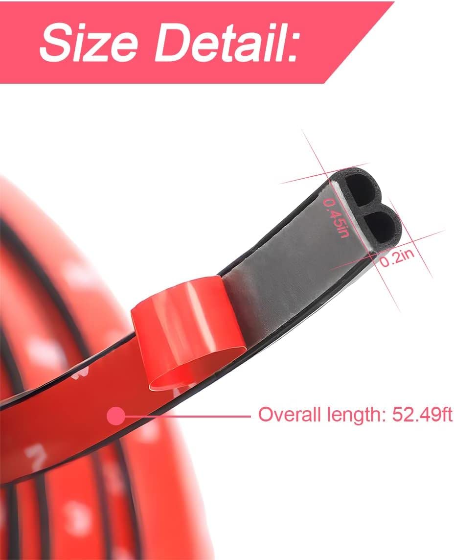 Car Door Rubber Seal Strip, Double Layer 5 Holes Self Adhesive Sealing Stickers, Noise Insulation Weatherstrip Car Door Edge Pro