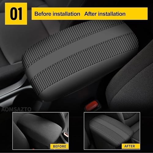 Aomsazto Armrest Cover For 2020-2024 2025 Toyota Corolla Carbon Fiber