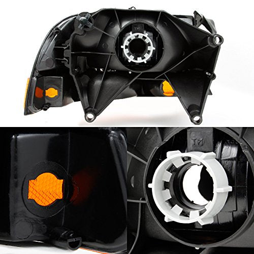 Akkon - Fits 1997-2004 Dodge Dakota | 98-03 Durango Chrome Driver Left + Passenger Right Side Headlights +Signal Lamp Pair Set