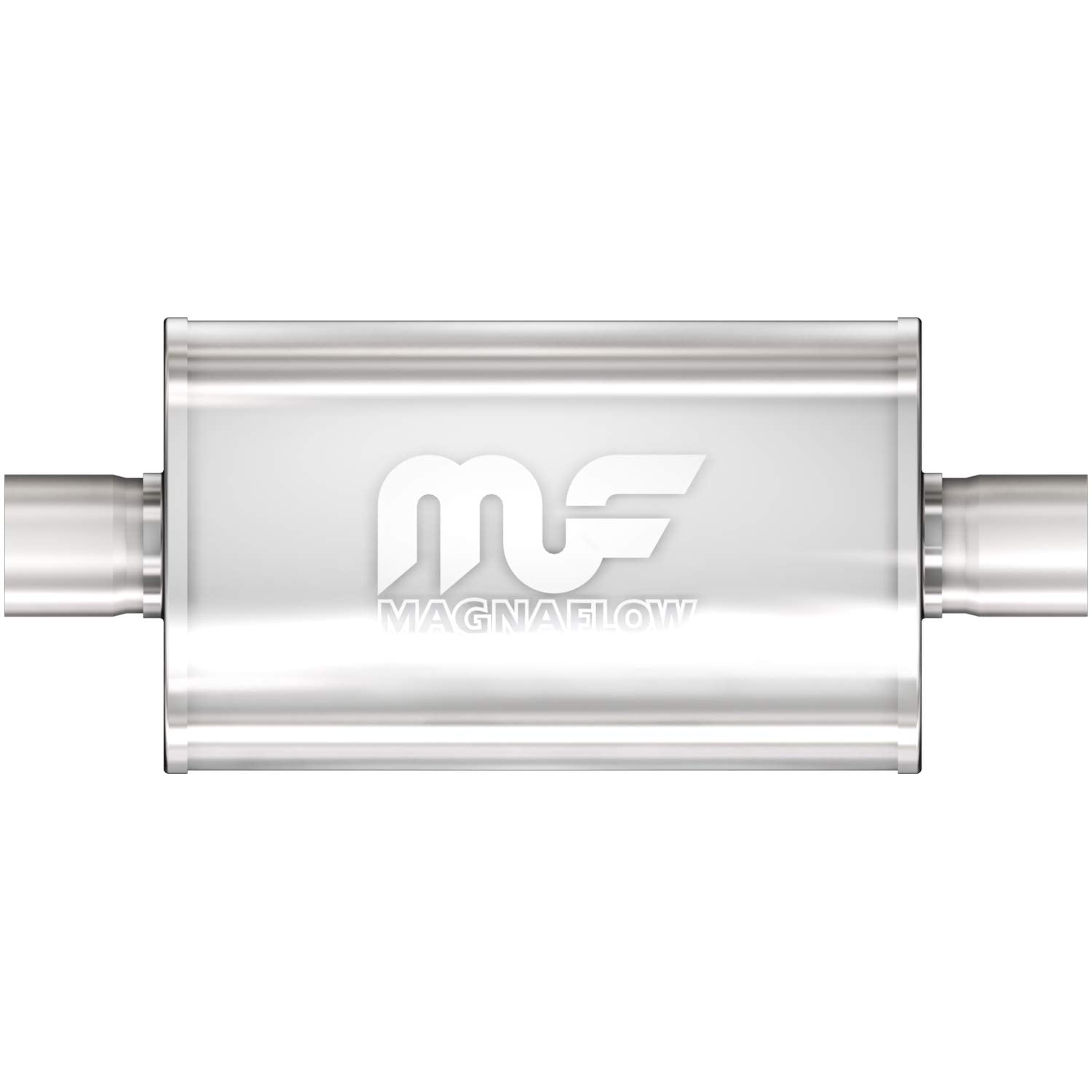 MagnaFlow Performance Exhaust Muffler 12246: 2.5/2.5 Inlet/Outlet, 5x8x18 Oval, Stainless Steel, Satin Finish
