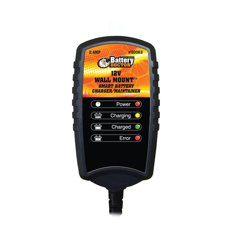 Wirthco 20063 Battery Doctor Black Wall Mount Smart Battery Charger And Maintainer (12V, 2Amp)