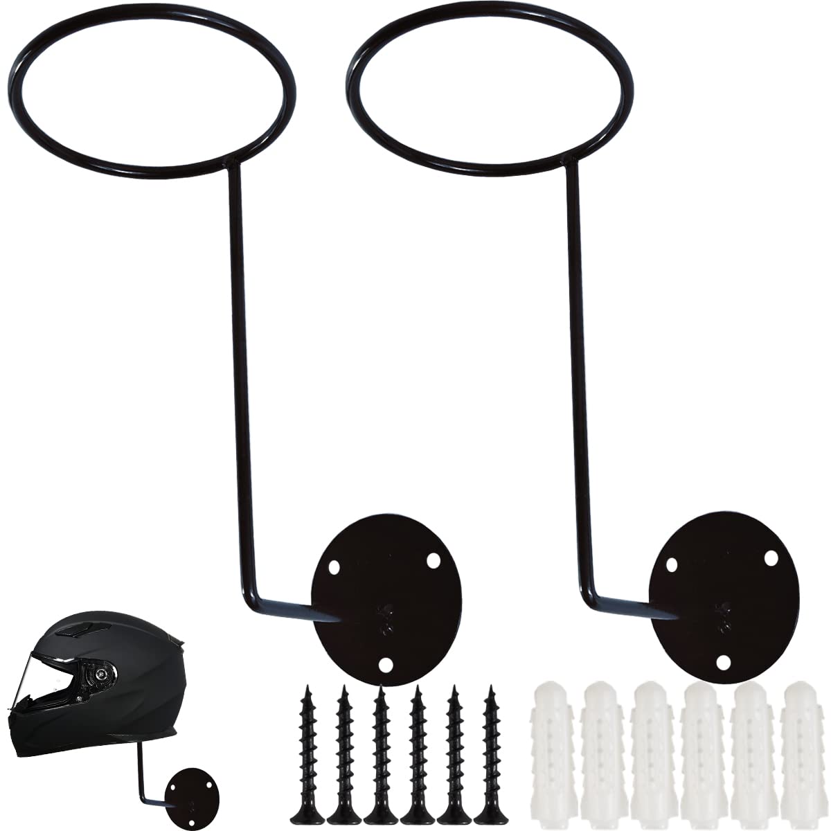 Tihood 2Pcs Helmet Hanger Helmet Holder Rack Wall Mounted Hook For Coats, Hats, Caps, Motorcycle Accessories