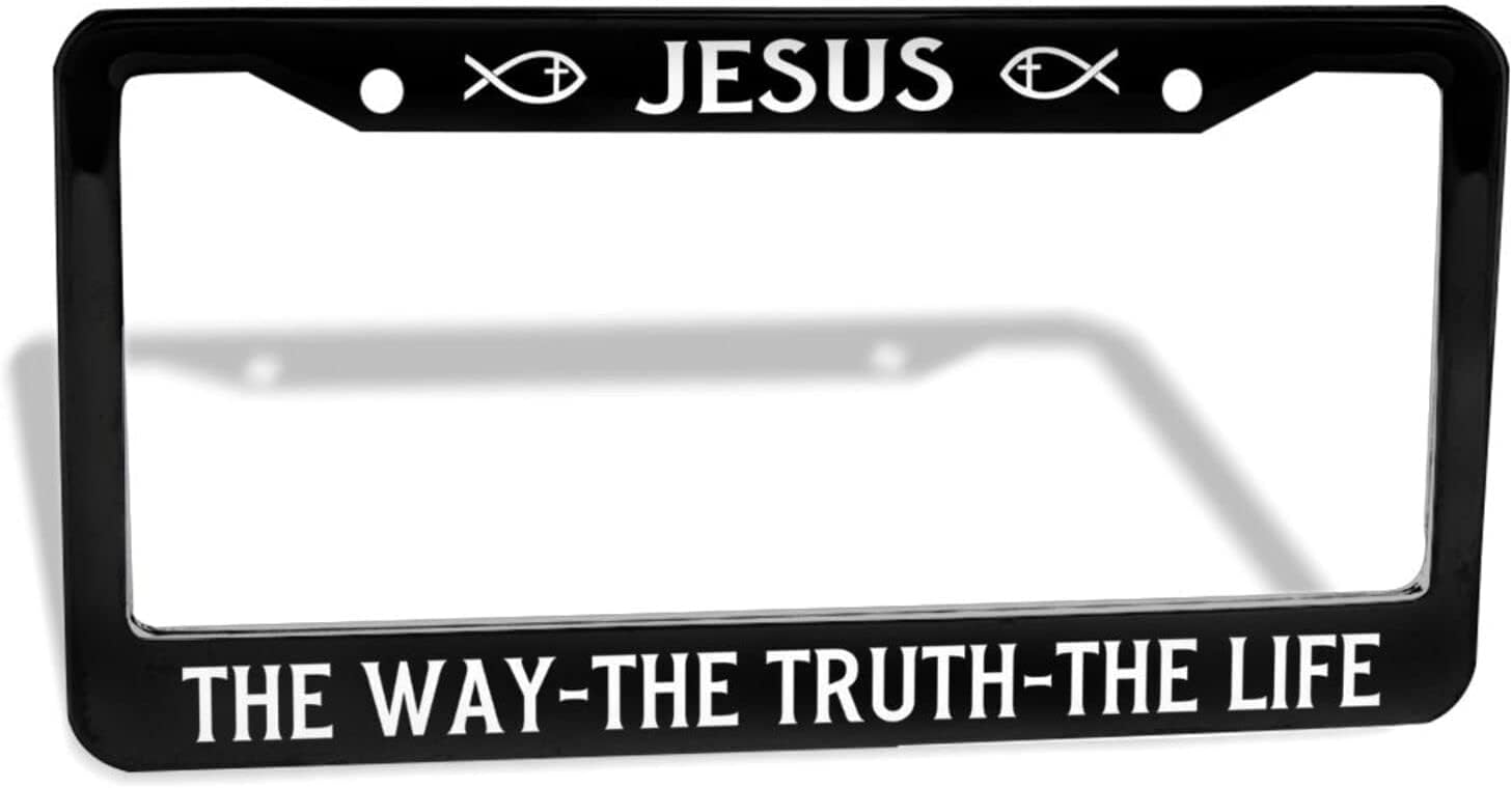 License Plate Frames, Jesus The Way The Truth The Life License Plate Cover Holder, Christian Car Accessories, Car Tag Frame, Aut