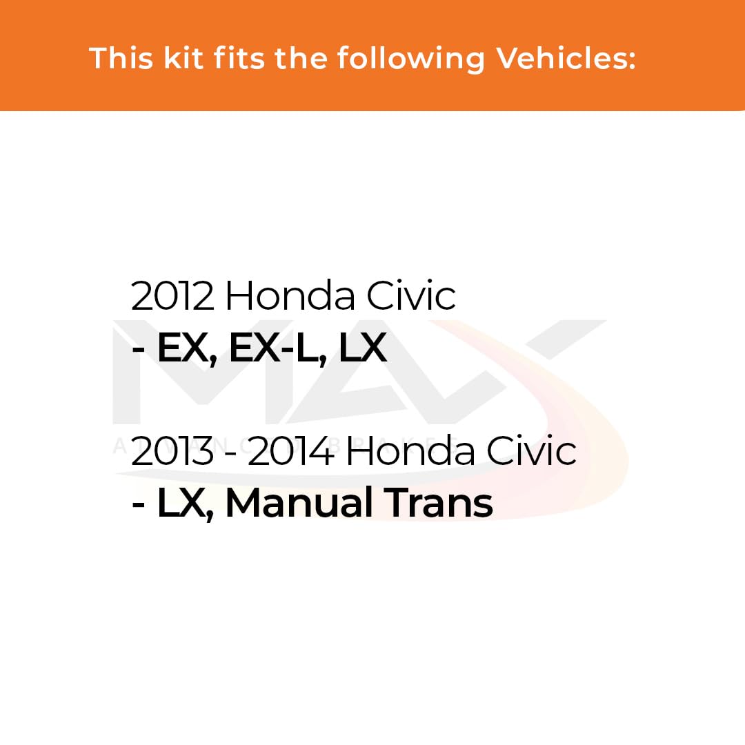 Max Advanced Brakes Front & Rear Brake Kit Compatible With 2012 Honda Civic Ex Ex-L Lx 2013 2014 Civic Lx Manual Trans Replaceme